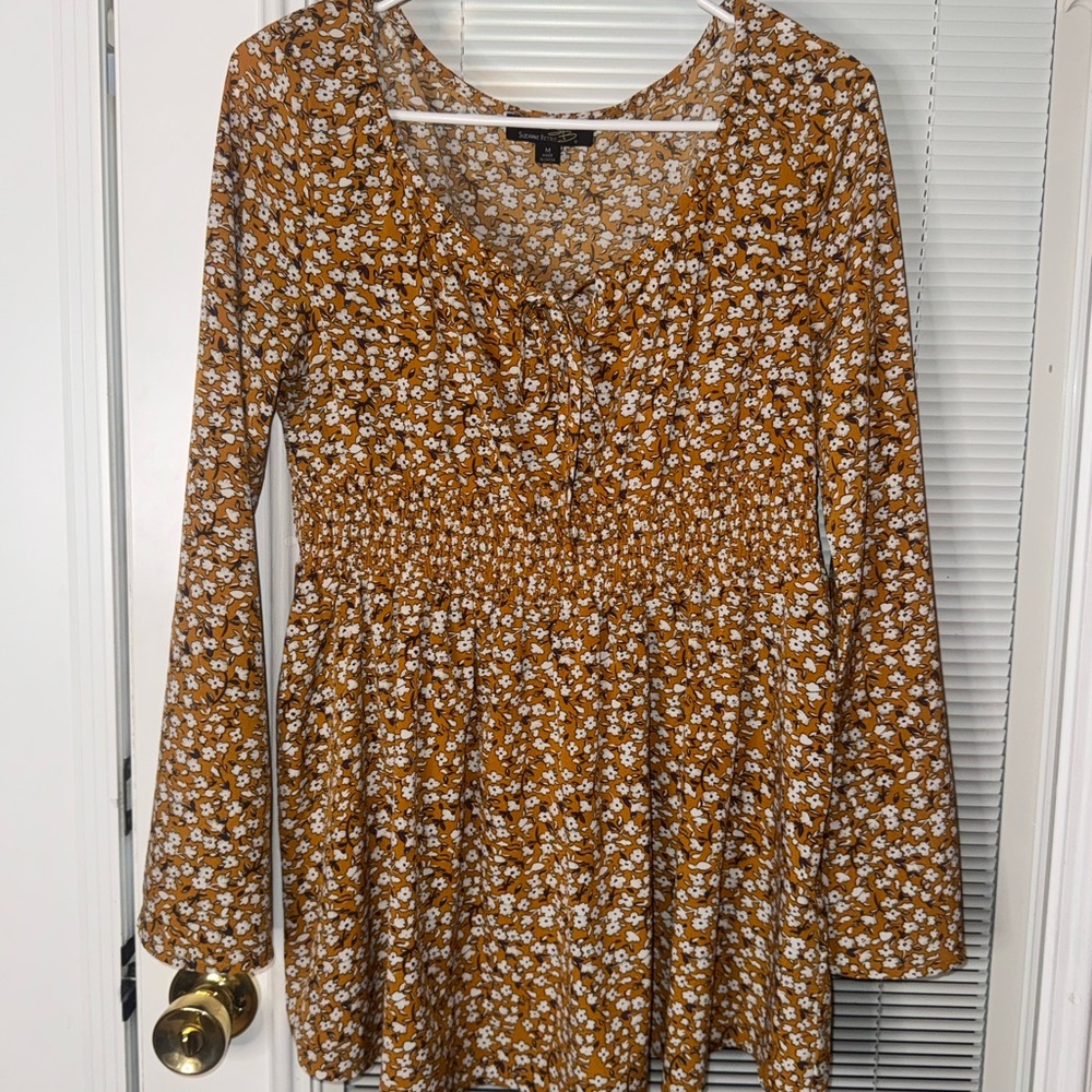 Suzanne Betro Mustard Floral Dress